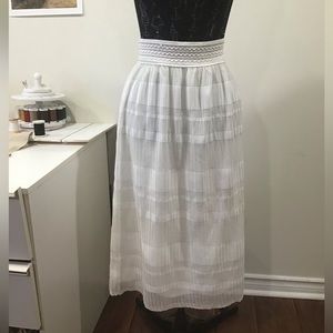 White Adiva Midi Chevron Lace Skirt